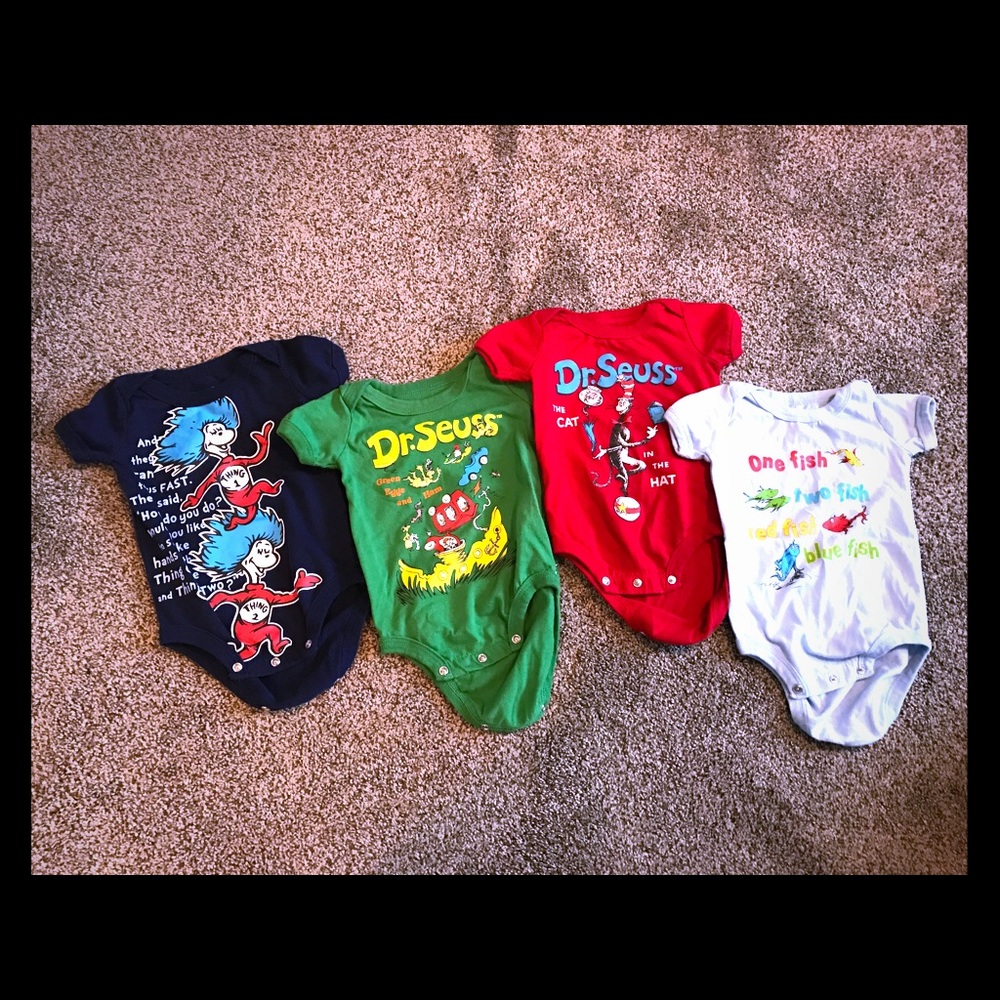 Set of 4 Dr Seuss onesies sz 6m